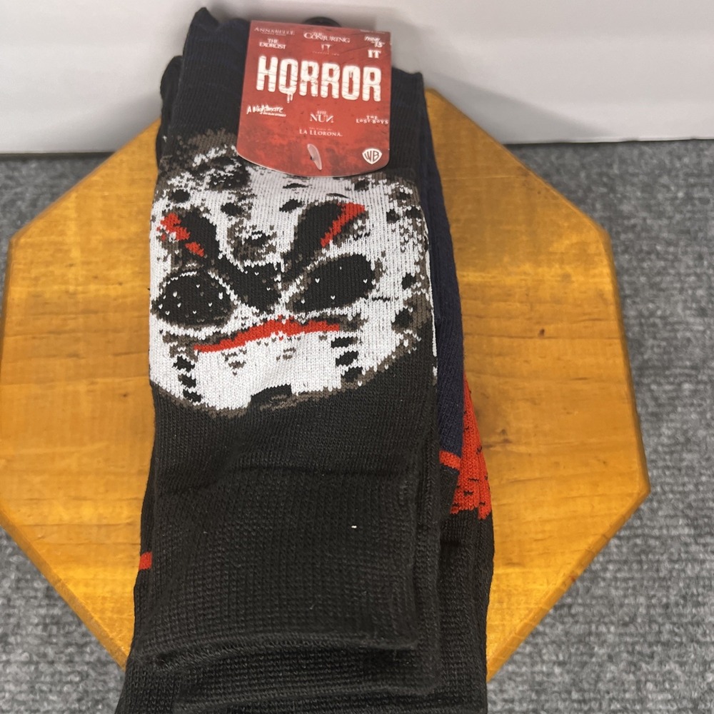 Bioworld Horror Men Socks 3 Pair  Jason Voorhees, Pennywise IT, Freddy  NWT